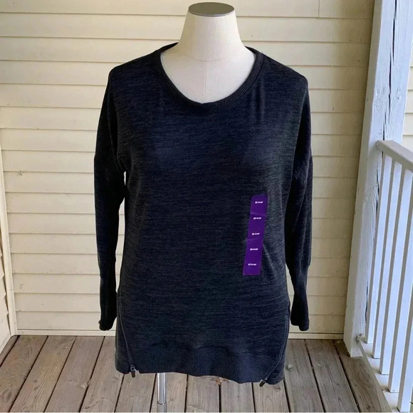 Active Life Athleisure Sweater Plus Size XXL Heather Charcoal Gray NWT 2X Zip - Picture 1 of 8